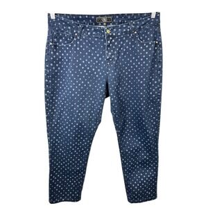 Cato Plus Size 16 Jeans Cropped Ankle Blue Polka Dot Preppy Casual Soft Girl 939
